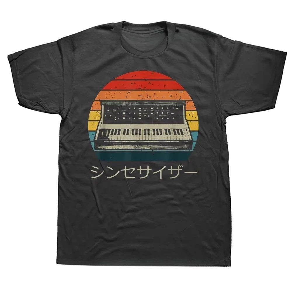 Electronic Musician Synthesizer Drum Machine Dj Vintage T Shirt Cotton Tshirt Fashion Japanese Analog Retro T-shirt Streetwear