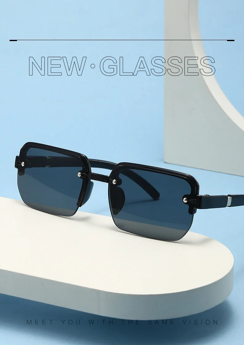 Rimless Sunglasses Rectangle Fashion Popular Men Shades Small Square Sun Glasses For Female Male Summer Traveling Oculos