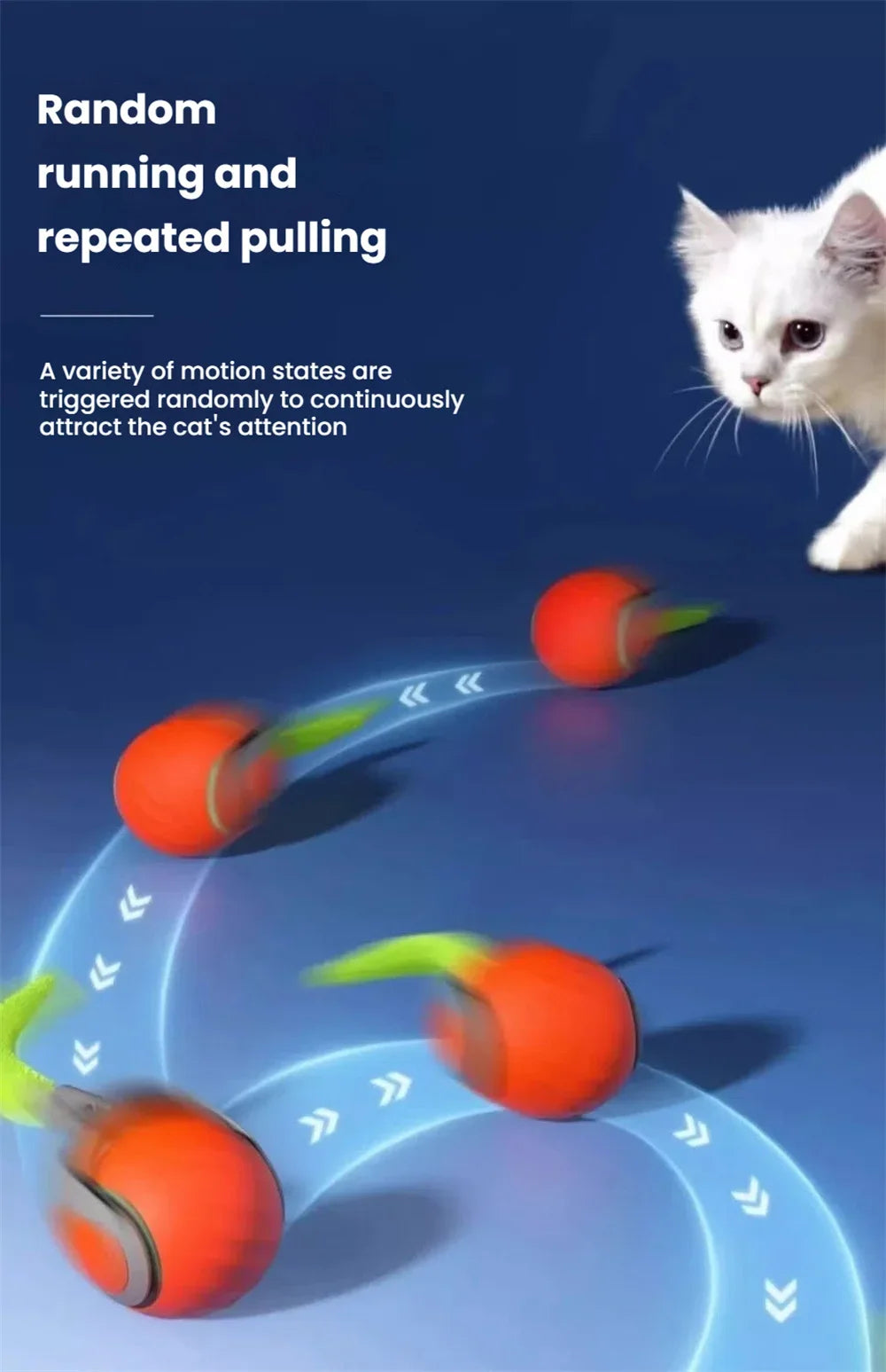 Smart Interactive Speedy Tail 2.0 Cat Toy Automatic Moving Ball Toy for Cats And Dogs Touch Motion Rolling Pet Ball