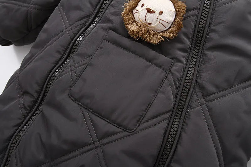 Ircomll Hight Quality Newborn Baby Winter Clothes Snowsuit Warm Fleece Hooded Romper Cartoon Lion Jumpsuit Toddler Kid Outfits