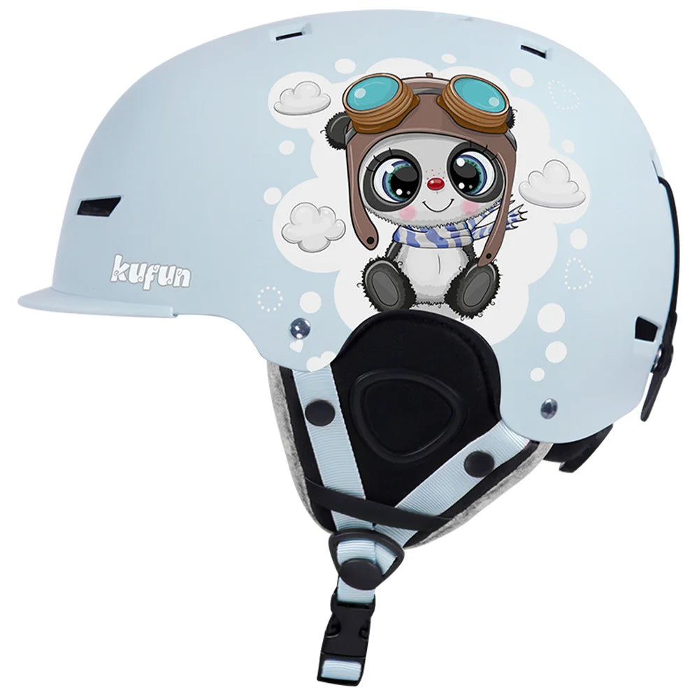 KUFUN Ski Helmet Earmuffs Winter Snow Sports Snowboard Skateboard Skating Cute Animal Lady Men Adult Kids Winter Safety Children