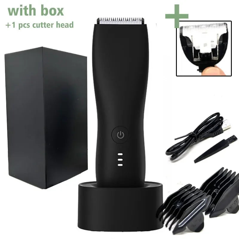 Men's Electric Groin Hair Trimmer Pubic Hair Trimmer Body Grooming Clipper for Men Bikini Epilator Rechargeable Shaver Razor