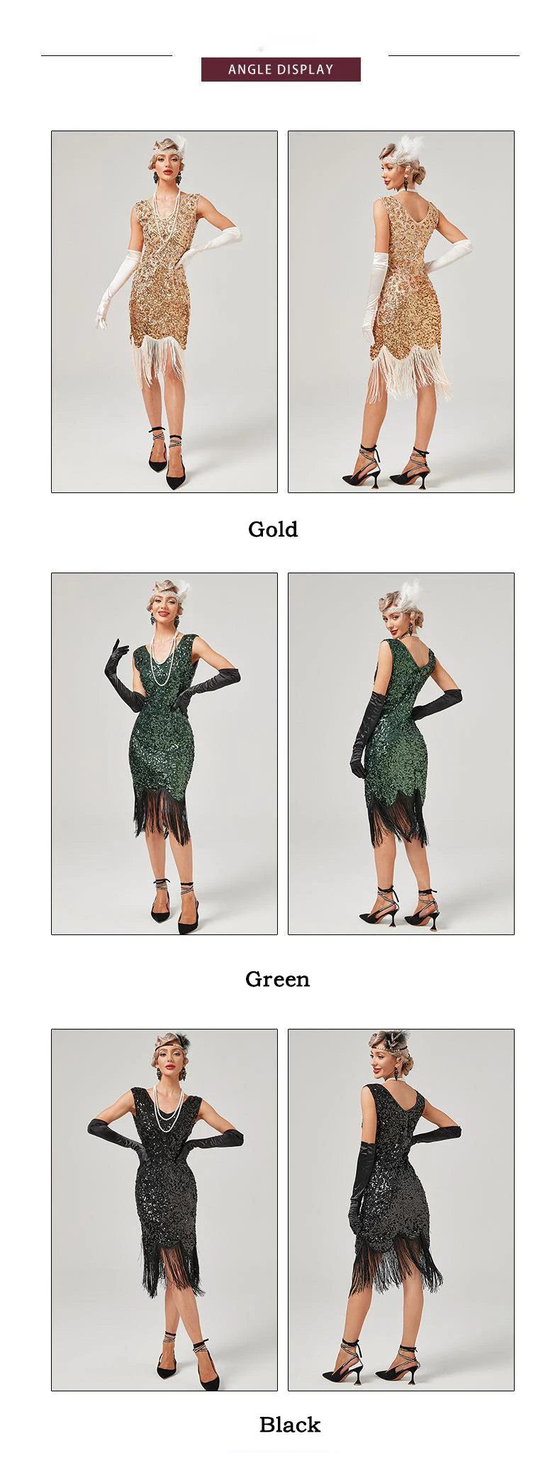 New Arrivals Women's 1920s 30S Sequin Fringed Beaded Flapper Gatsby Cocktail Dress Wedding Formal Party Dresses