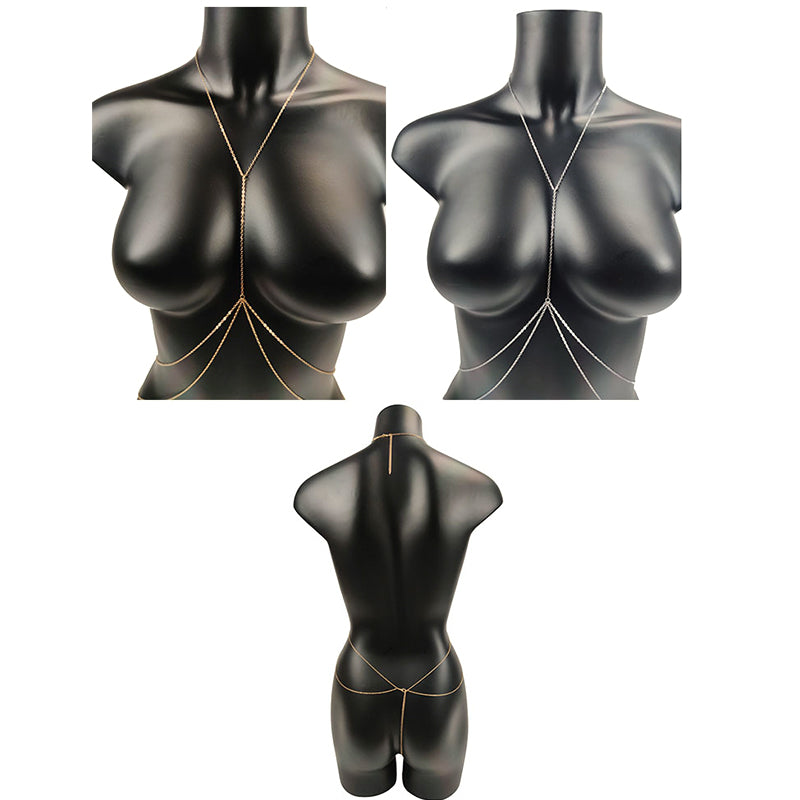 Body Jewelry Sexy Chest Chain Bikini Belly Chains for Women Cross Waist Chains Female Body Suit Girl Fashion Beach Simple Luxury