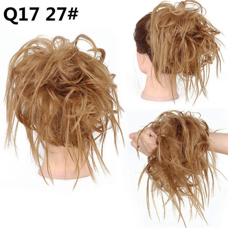 Synthetic Hair Bun Extensions Messy Curly Elastic Hair Scrunchies Hairpieces Synthetic Chignon Donut Updo Hair Pieces for Women