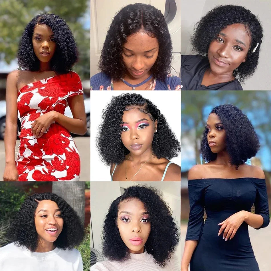 12A Side Part Pixie Cut Water Curly Wig Malaysia Hair Short Bob Hair Wig Virgin Hair 13x4 Lace Frontal Hair Wig Natural Color