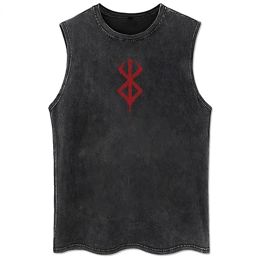 Berserk Logo Graphic Tank Top Manga Print Vest Men Women Sleeveless Shirt Vintage Washed Oversized 100% Cotton Gym Clothing