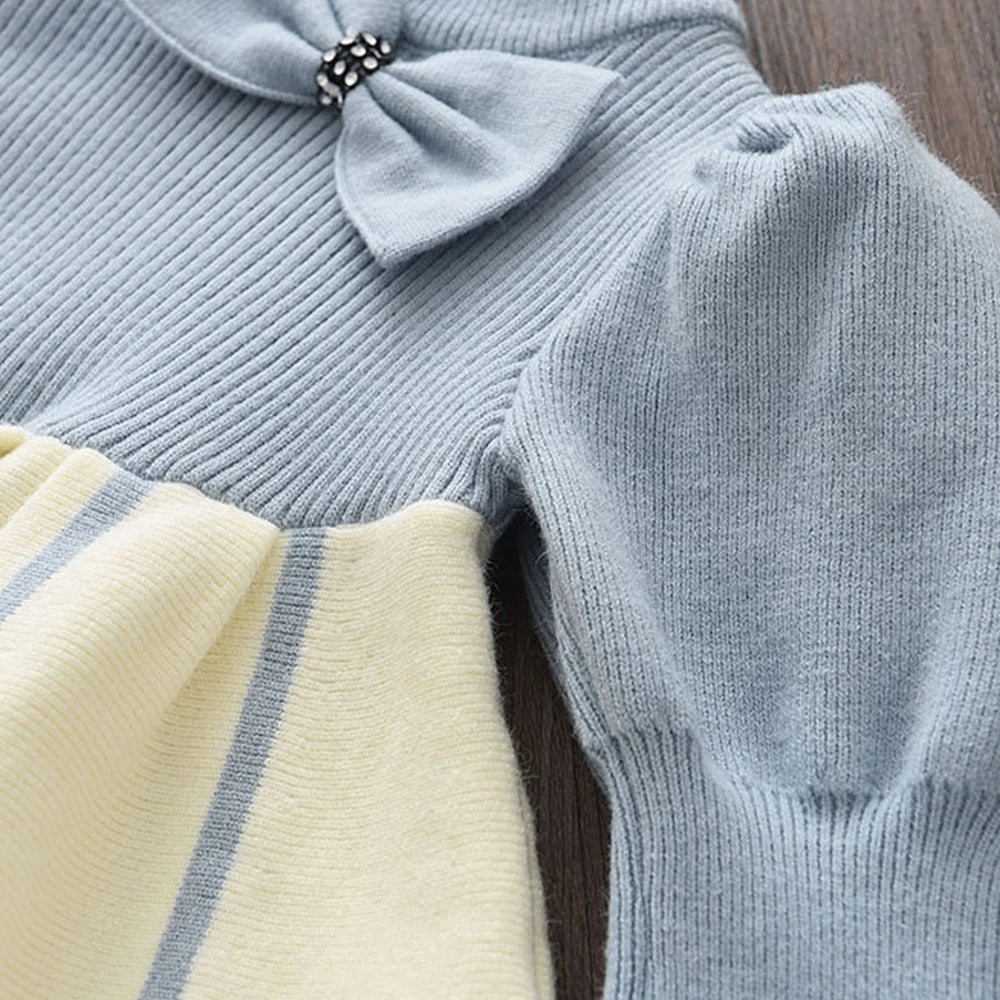 Bear Leader Sweet Girl Princess Sweater Dress Autumn Knitted Long Sleeve Clothes Winter Baby Dress Kids Clothes Girls Vestido