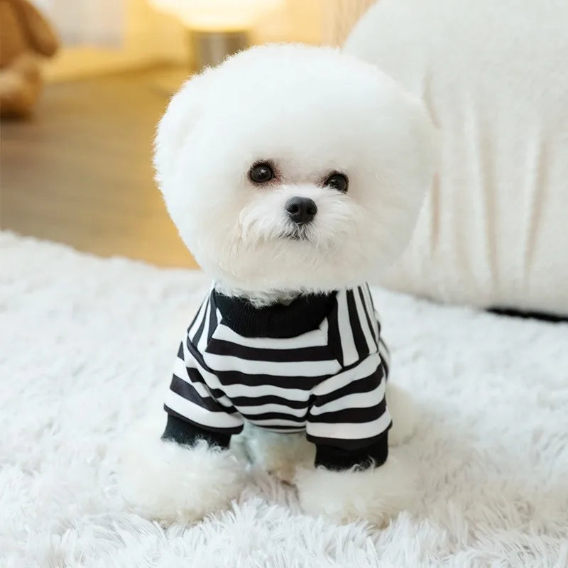 Dog Hoodies Striped Warm Winter Dog Clothes Pet Dog Coat with D-Ring Chihuahua French Bulldog Dog Accessories Puppy Dog Costume
