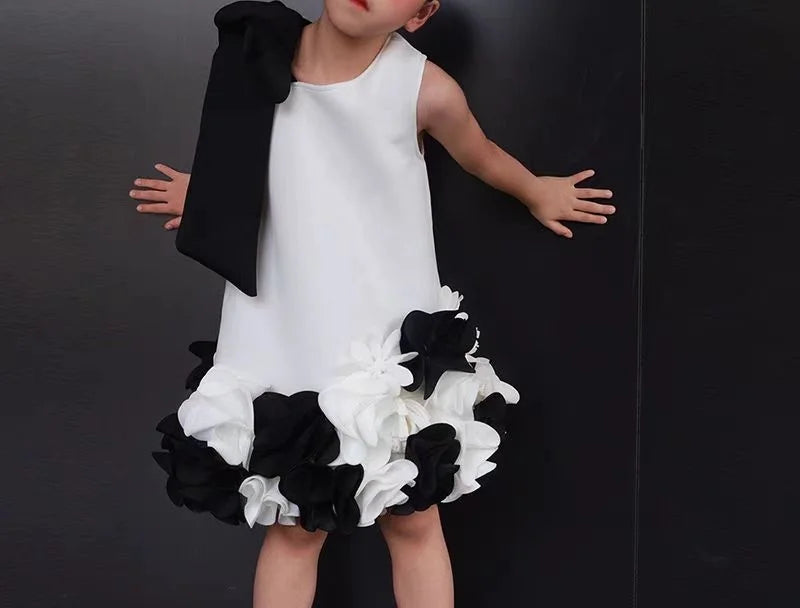 Baby Girl Princess 3D Flower Sleeveless Dress Infant Toddler Child Bow Elegant Vestido Party Birthday Baby Summer Clothes 1-10Y