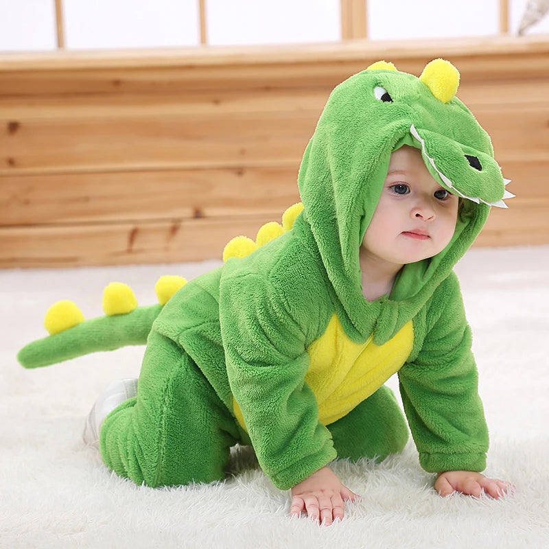 Halloween Baby Rompers Kigurumis Lovely Dinosaur Cartoon Pajamas Clothes Infant Boys Girls Baby Onesie Romper Newborn Hooded