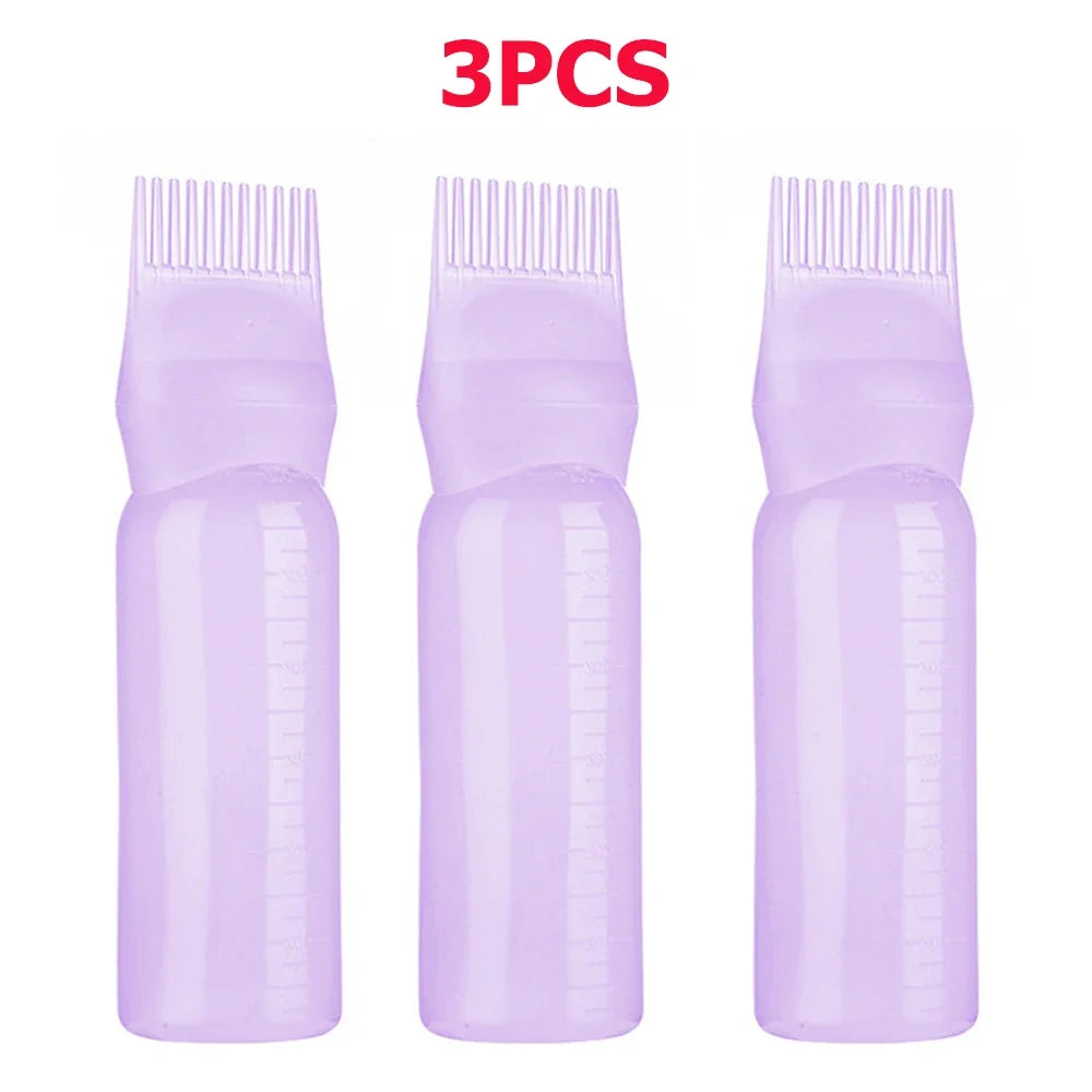 3pcs180ml Oil Scalp Applicator Root Washer Repeatable Filling Bottle Root Comb Applicator Bottle Salon Barbershop Accessories