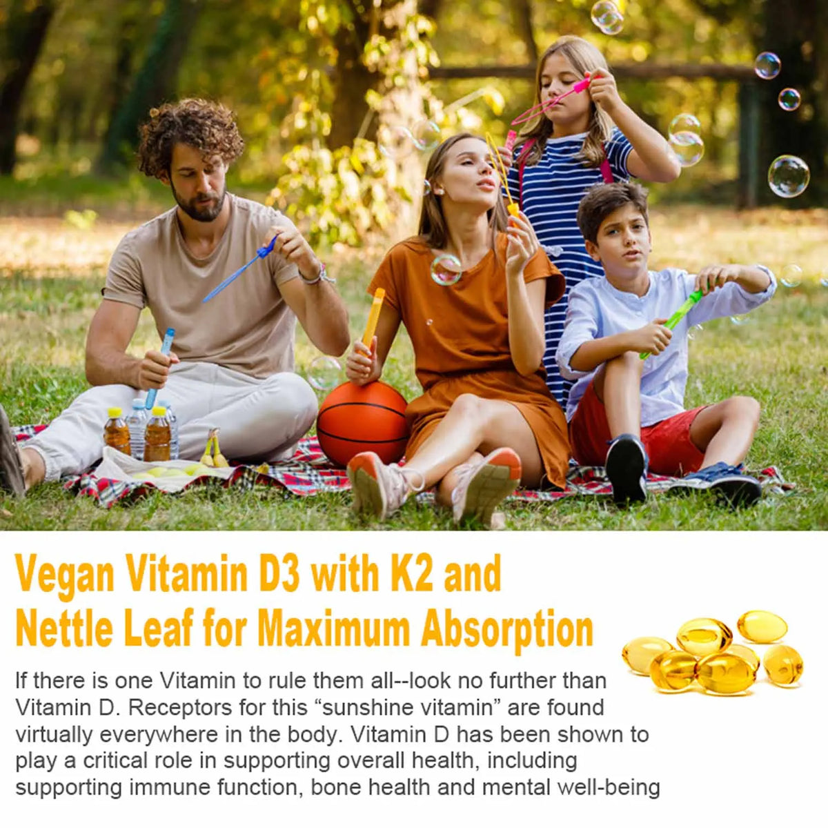 Vitamin D3 K2 Capsule - 20,000 IU Vitamin D3 Supports Bone & Teeth Health, Calcium Metabolism, Daily Body Wellness Supplement