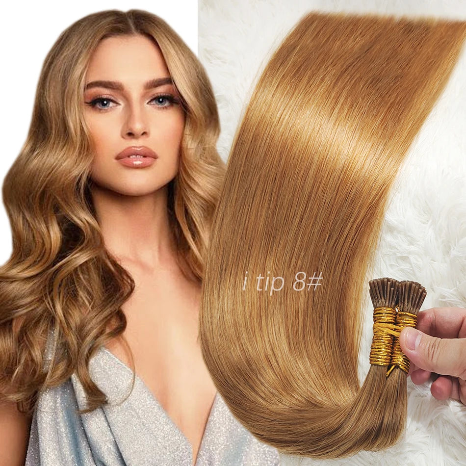Human Hair i tip 100% human hair extensions Keratin Straight Brazilian Remy Human Hair Natural Capsule Hair Extension  30 inch