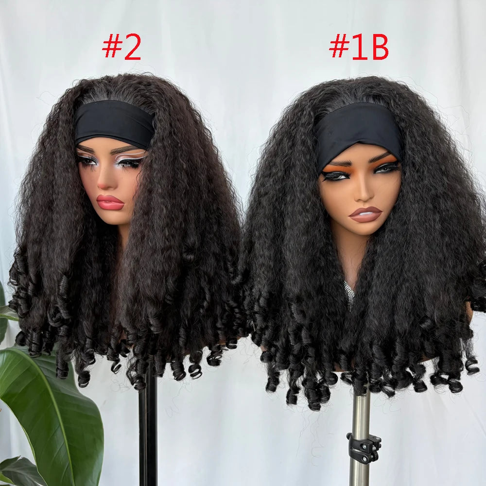X-TRESS 20inch Synthetic Afro Curly Headband Wig for Women Kinky Straight Hair with Bouncy Curls Fully Soft Hair Easy to Wear