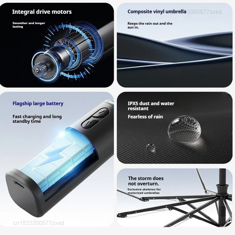 ZUODU Intelligent Electric Reverse Umbrella Fully Automatic Reinforcement Thickened Durable Rainproof Sunscreen Dual Use