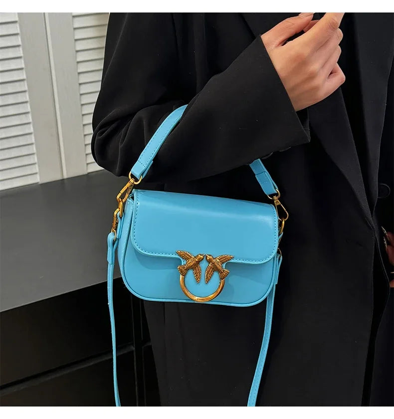 High-end Crossbody Handbag Leather Tote Bags Trendy Design Commuter Popular Classic Elegant Fashionable Bag with avian button