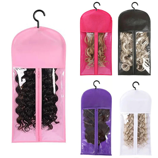 10PCS/3PCS/6PCS/1PCS Hair Extension Storage Bag with Hanger Transparent Wig Organizer Dustproof Holder for Hair Pieces