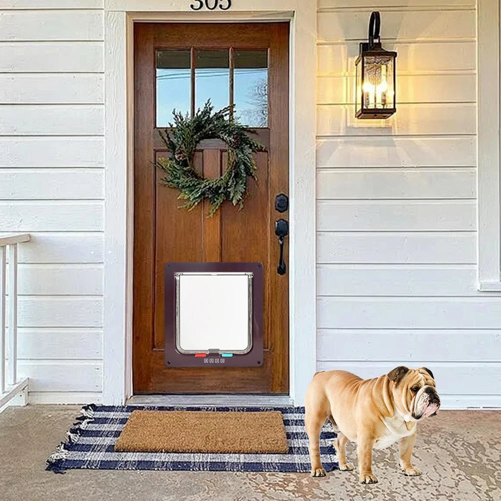 Cat Dogs Flap Doors Puppy Kitten Safety In&out Pet Door with 4 Way Security Lock Dog Cat Kitten Flap Door Weatherproof Cat Flap
