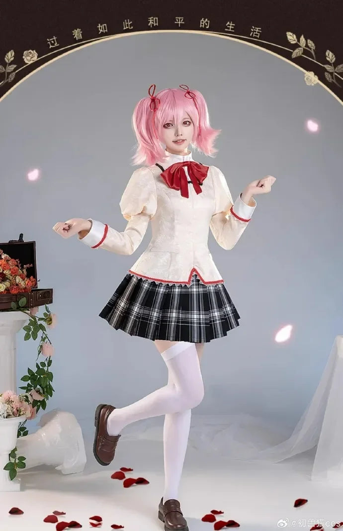 Halloween  Cosplay Costume Anime Madoka Magica Girl Outfit Halloween Party Dress School Uniform Roleplay