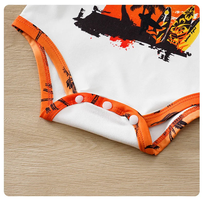 Baby Set Triangle Jumpsuit and Shorts 2PCS Holiday Coconut Tree Seaside 0-18 Months Newborn Knitted Toddler Comfortable Trendy