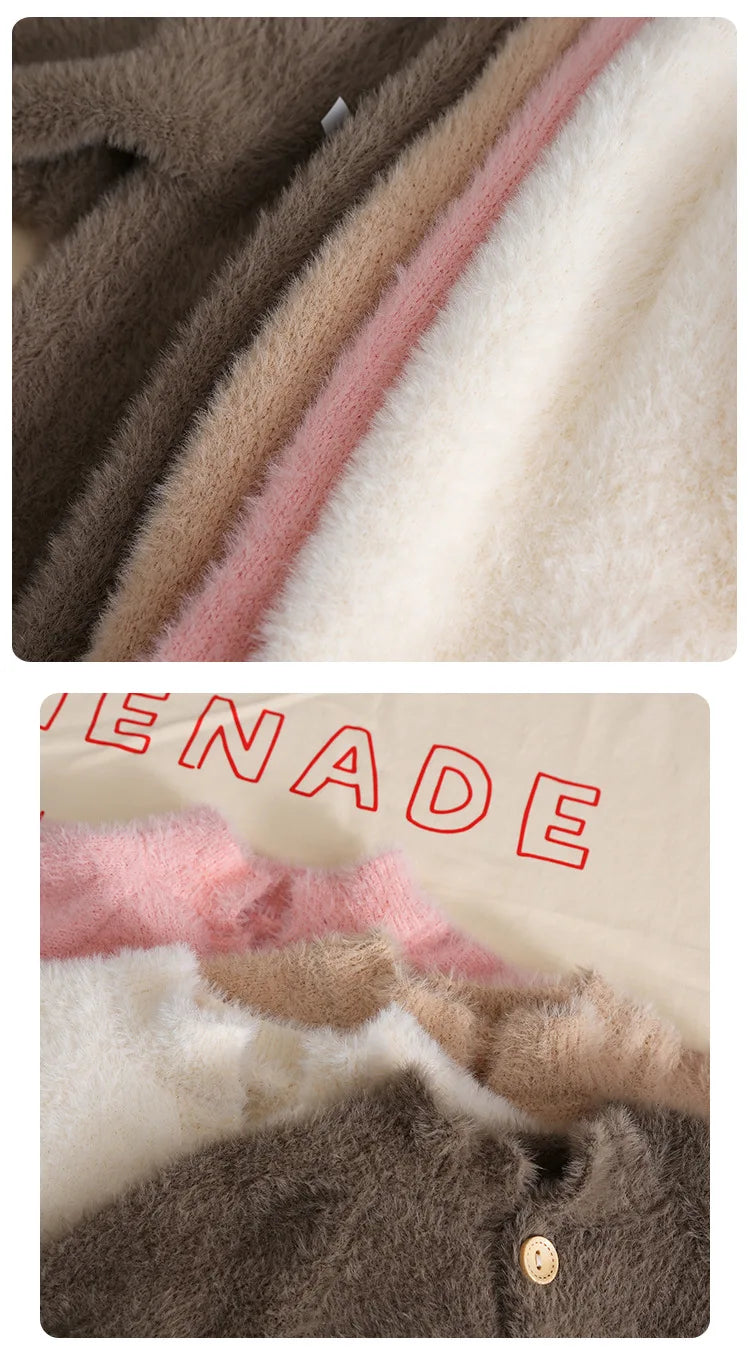 HoneyCherry Baby Solid Color Footies Cute Footed Hoodie Plush Pajamas Homewear Baby Clothes
