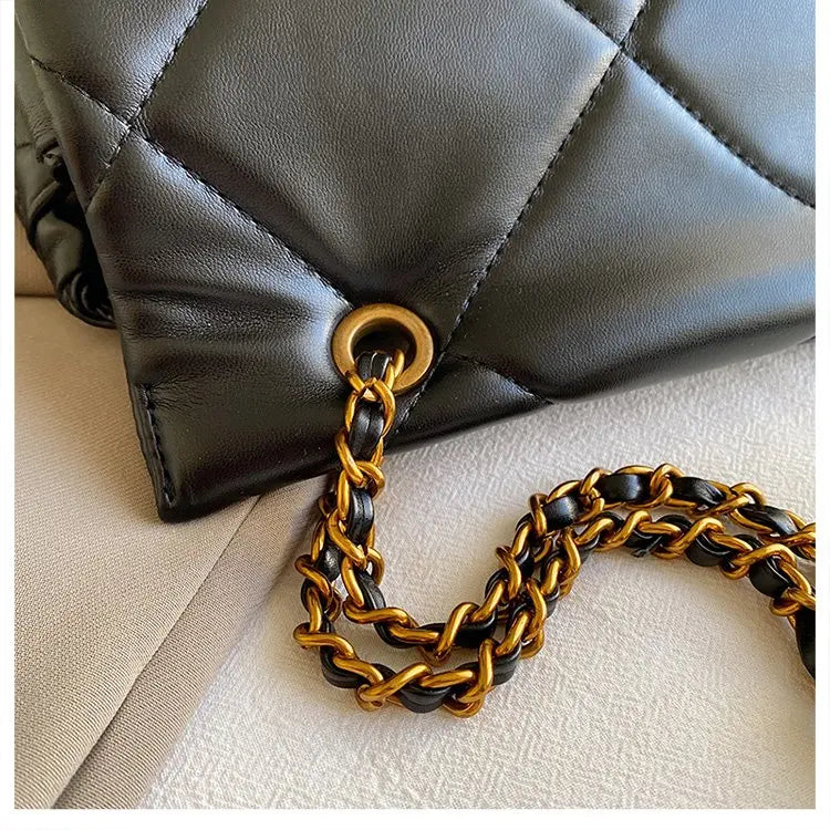 Square Vintage Leather Crossbody Bag Women Handbag Designer Shoulder Tote Purse Classic Diaper Bag