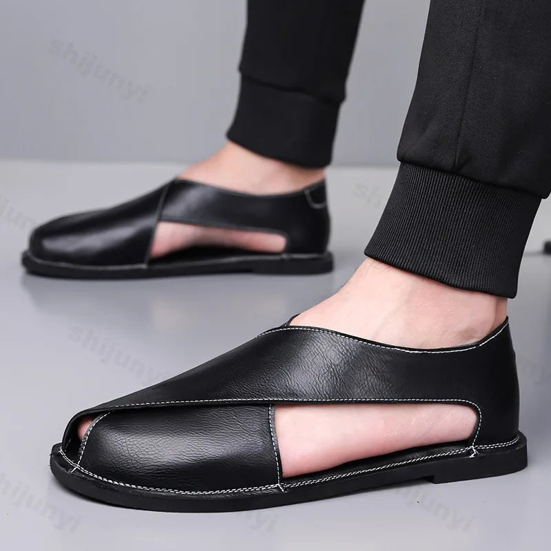 Men's Casual Sandal Retro Roman Style 2025 Summer Fashion Trend Hollow Breathable Comfortable Lightweight Outdoor Beach Sneakers
