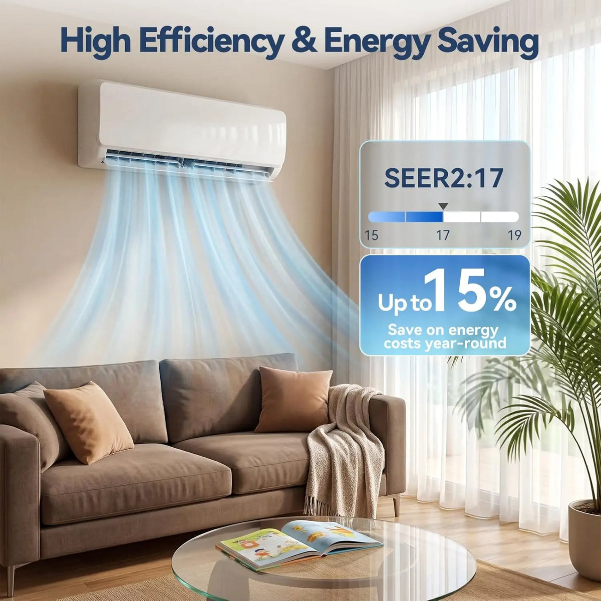 18,000 BTU Mini Split AC Heating System, 17 SEER2 230V Ductless Mini Split Air Conditioner with Heat Pump, Quiet 29dB &, Custom