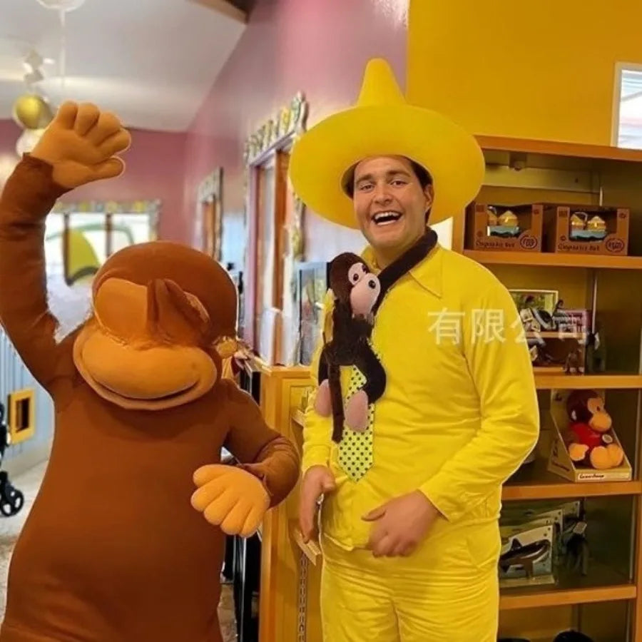 Halloween Party Costume Accessories Curiosity Monkey Character Decoration Yellow Mr Hat Theme Party Cosplay Dress up Props