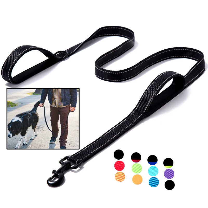 Dog Leashes Outdoor Travel Dog Training Chain Heavy Duty Double Handle Lead for Control Safety Nylon Dog Leash Training Control