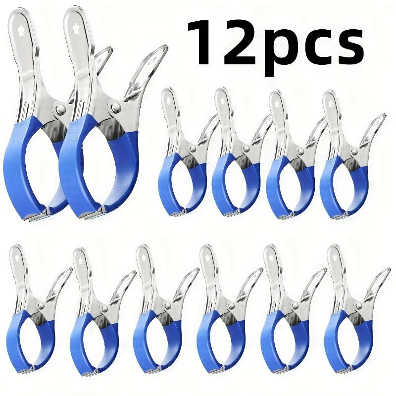 6/10/12pcs Windproof Stainless Steel Pool Cover Clamps Heavy-Duty Spring Clips for Outdoor Swimming Pools