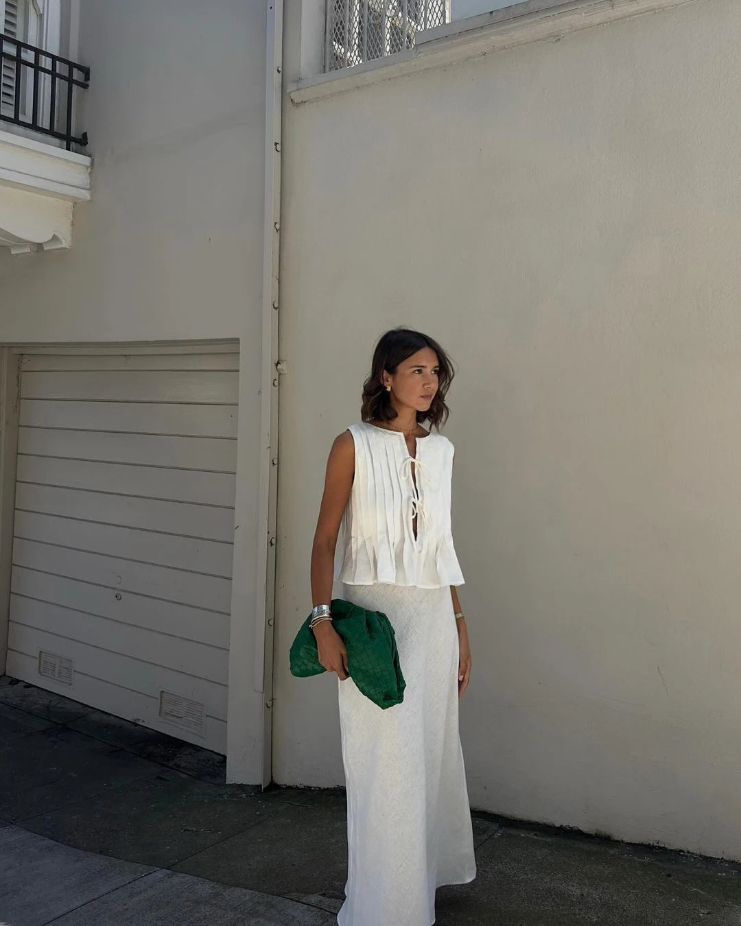 Sexy White Sleeveless Tie Shirt Top Long Skirt Two Piece 2026 Women Fashion Set Summer Holiday Beachwear Swimwear Cover Up A2860