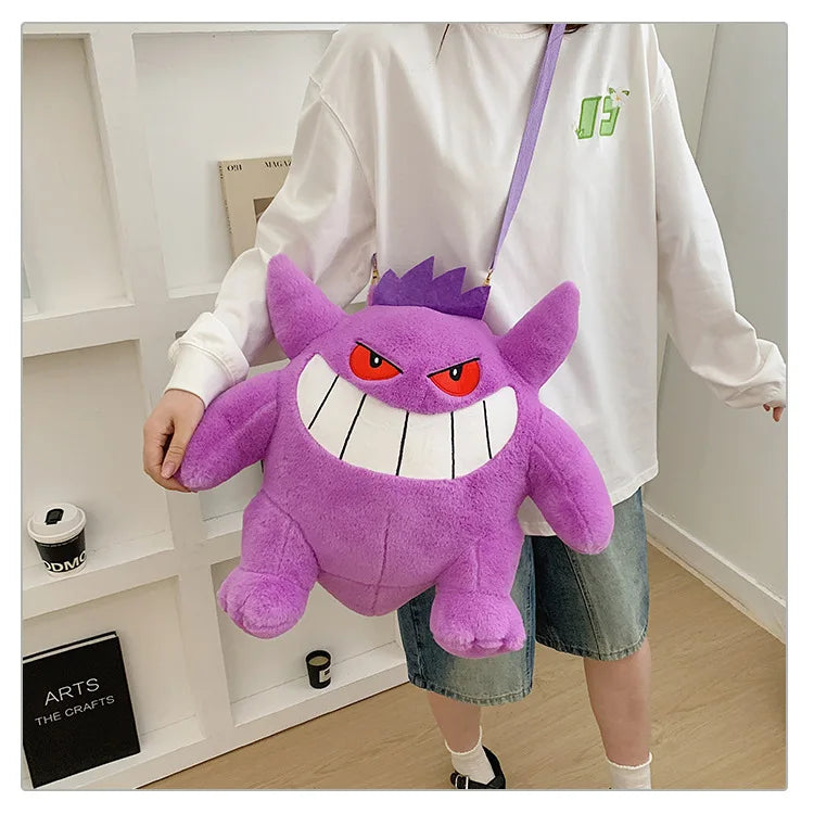 Japanese Style Plush Shoulder Bag Raichu Pikachu Eevee Psyduck Gengar Design Crossbody Backpack for Student Daily Outfit Gift