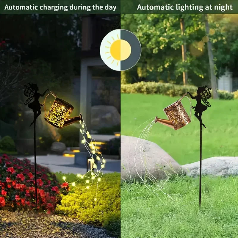 1pc Solar Watering Can with Lights,Solar Lanterns Outdoor Hanging Waterproof Garden Decor,Solar Garden Lights Yard Decorations