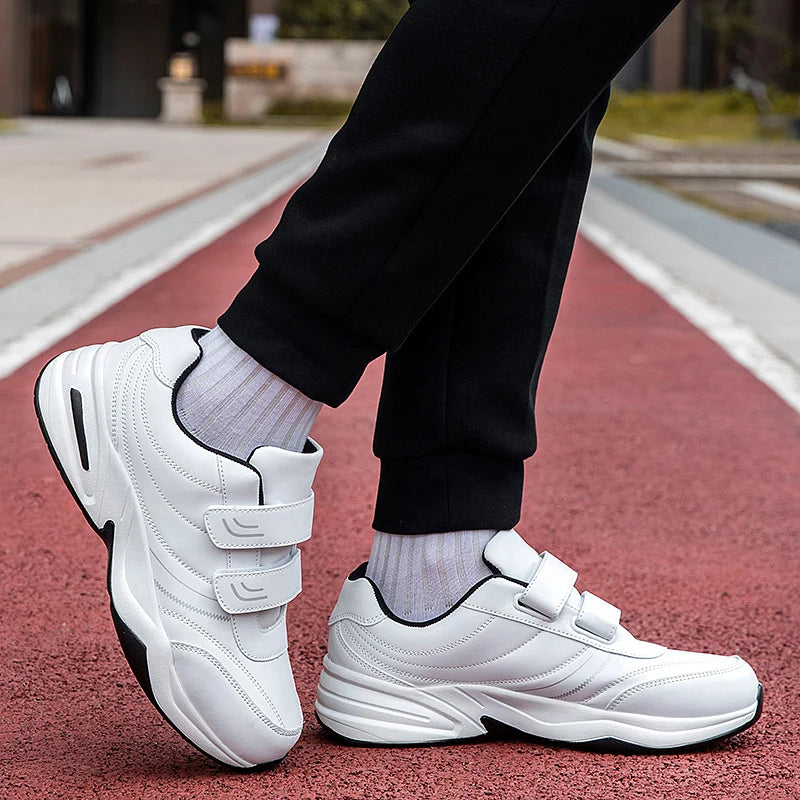 Large Size 48 White Casual Sneakers Men Comfy Leather Lightweight Men's Sports Shoes Outdoor Non-slip Walking Shoes Man Trainers