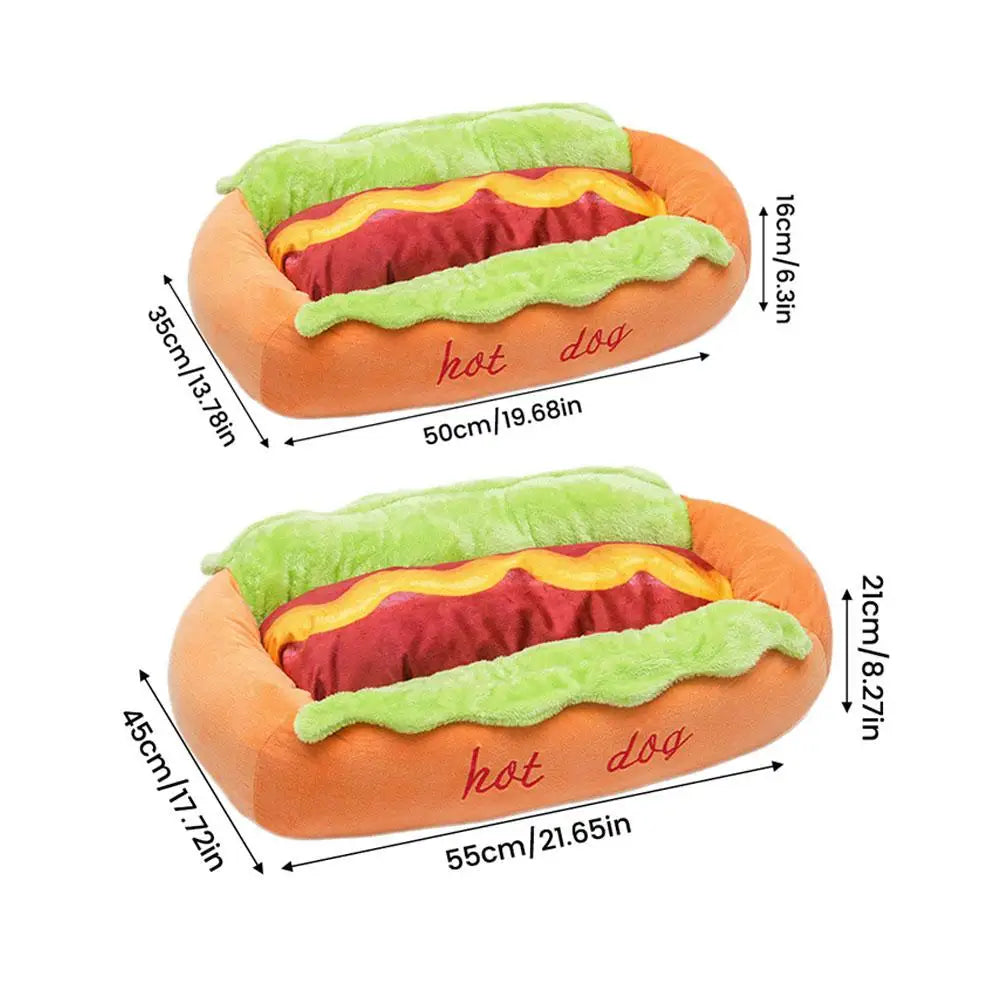 Pet Hot Dog Kennel Cute Cartoon Sausage Kennel Warm Comfortable Cat Dog Bed Sofa Removable Washable Pet Mat Pet Puppies Supplies
