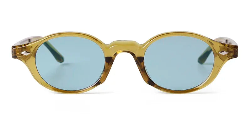 Retro Small Oval Sunglasses Women Brand Design Rivet Blue Tortoise Shell Sun Glasses Outdoor Men Shades Female UV Oculos De Sol