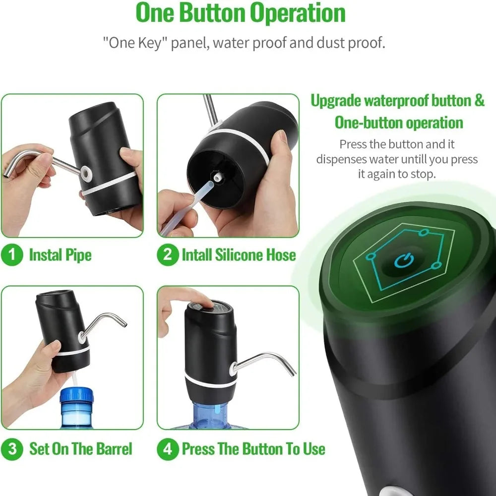 5 Gallon Electric Water Dispenser for 2/5 Gallon Water Bottle Dispenser, Camping Portable USB Rechargeable Water Pump