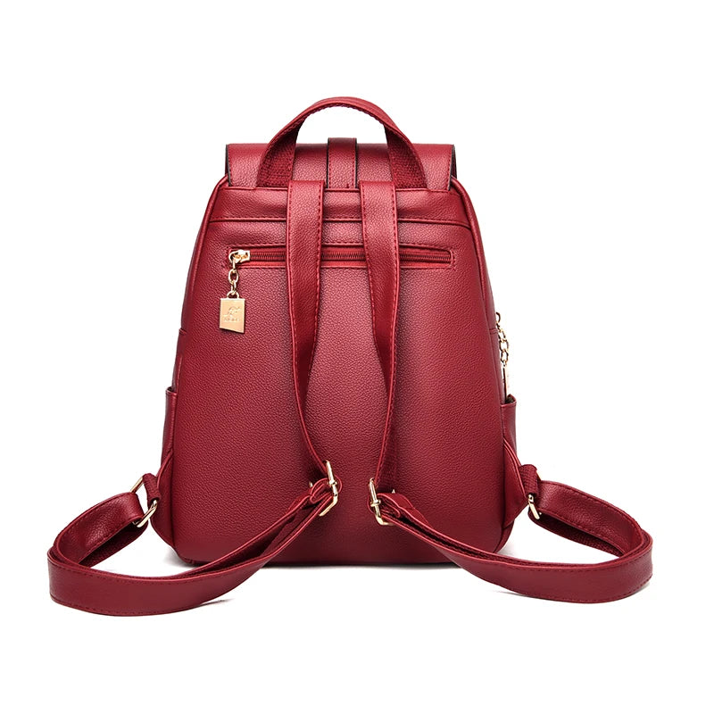Luxury Women Leather Backpacks for Girls Sac A Dos Casual Daypack Black Vintage Backpack School Bags for Girls Mochila Rucksack
