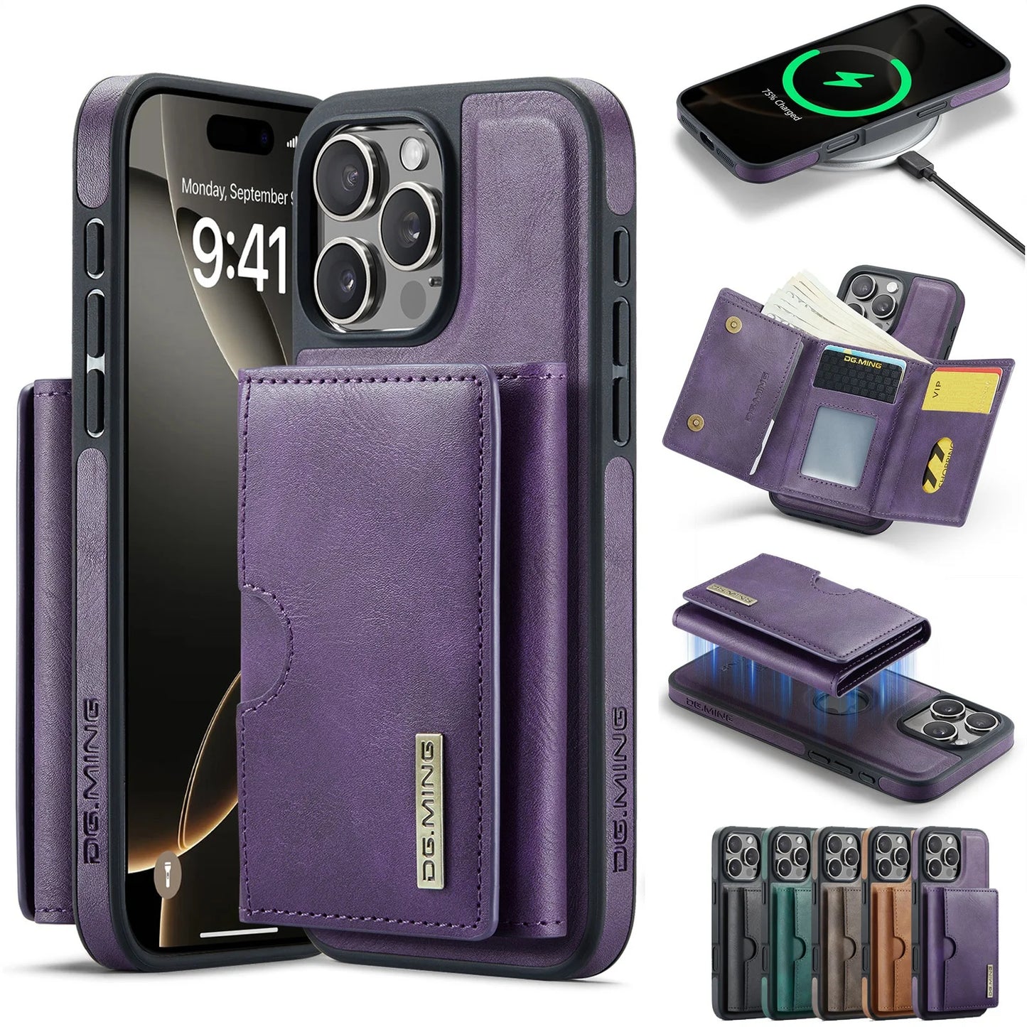 Magnetic Leather Wallet Card Phone Case For iPhone 17E 17 Air 16E 16 Pro Max 15 Plus 14 13 12 11 Flip Wireless Charging Cover