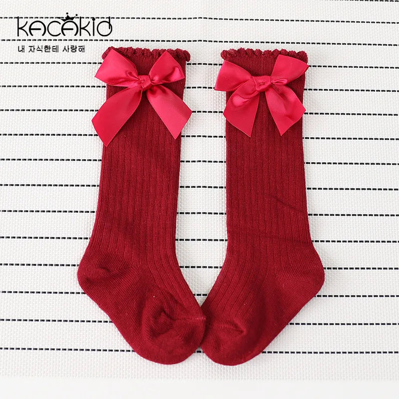 Summer Baby Socks Toddler Cute Big Bow Knee High Socks Mather Kids Children Boy Girls Newborn Floor Cotton Socks Baby Accessorie