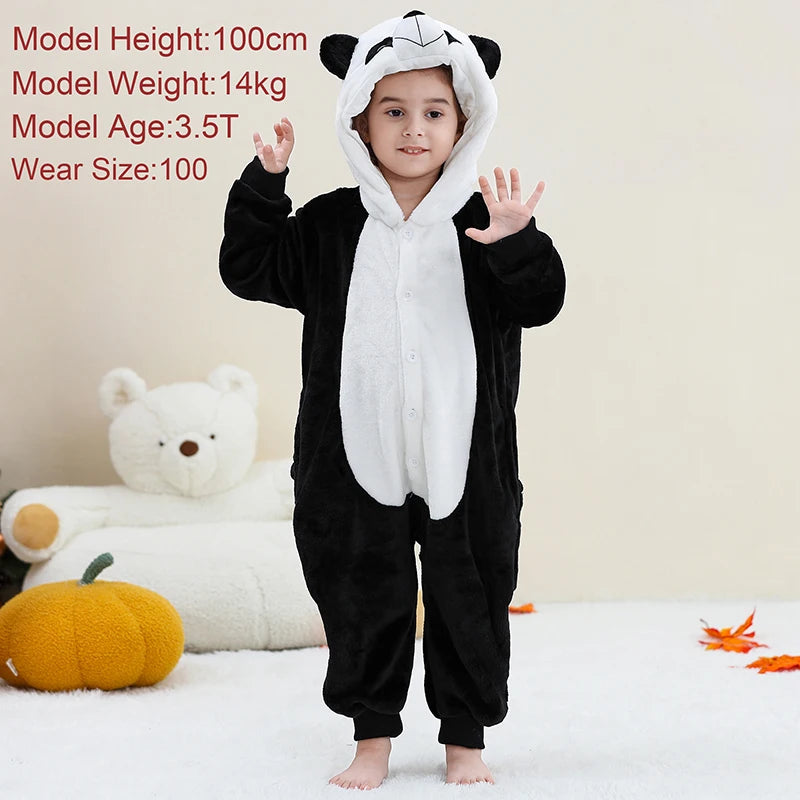 MICHLEY Christmas Capybara Flannel Blanket Sleepers Onesie Hooded Children Costume Clothes Jumpsuit Sleepwear For Boys Girls