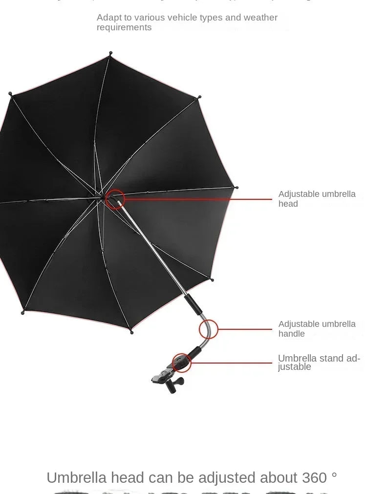 UV Protection Baby Stroller Umbrella With Clamp Universal Sunscree Rainproof Stroller Covers Umbrella Baby Stroller Accessories