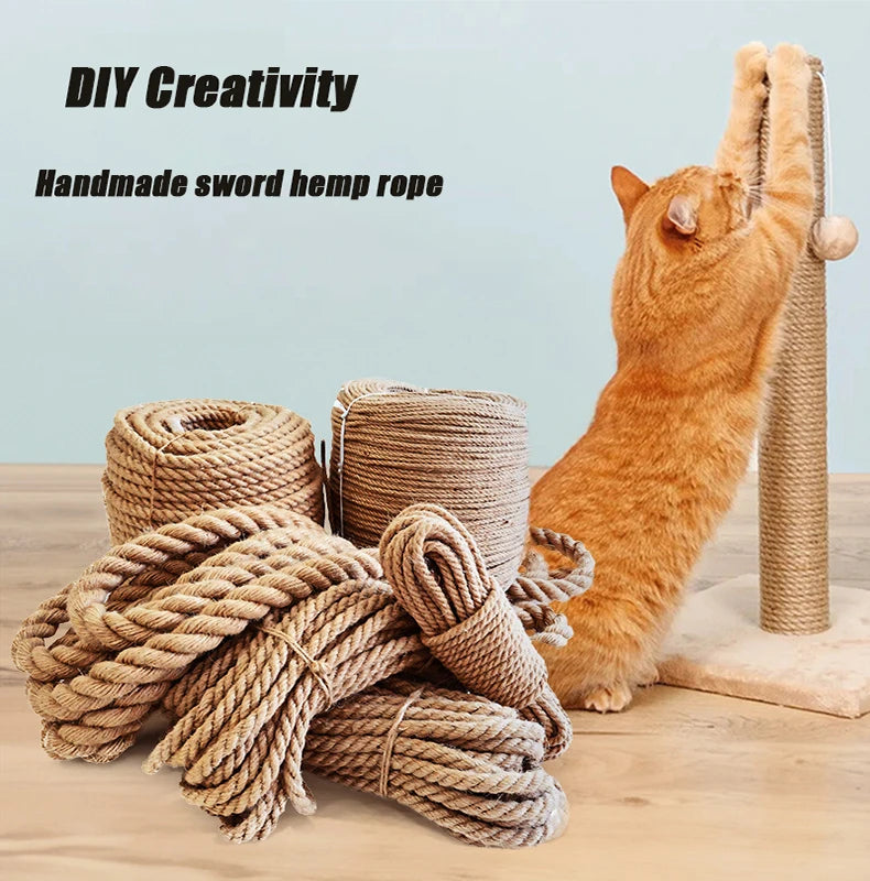Cat DIY Sword Hemp Rope Cat Climbing Frame Cotton Rope Cat Tree Tower Furniture Protector 4/6/8mm Cat Grinding and Scratching