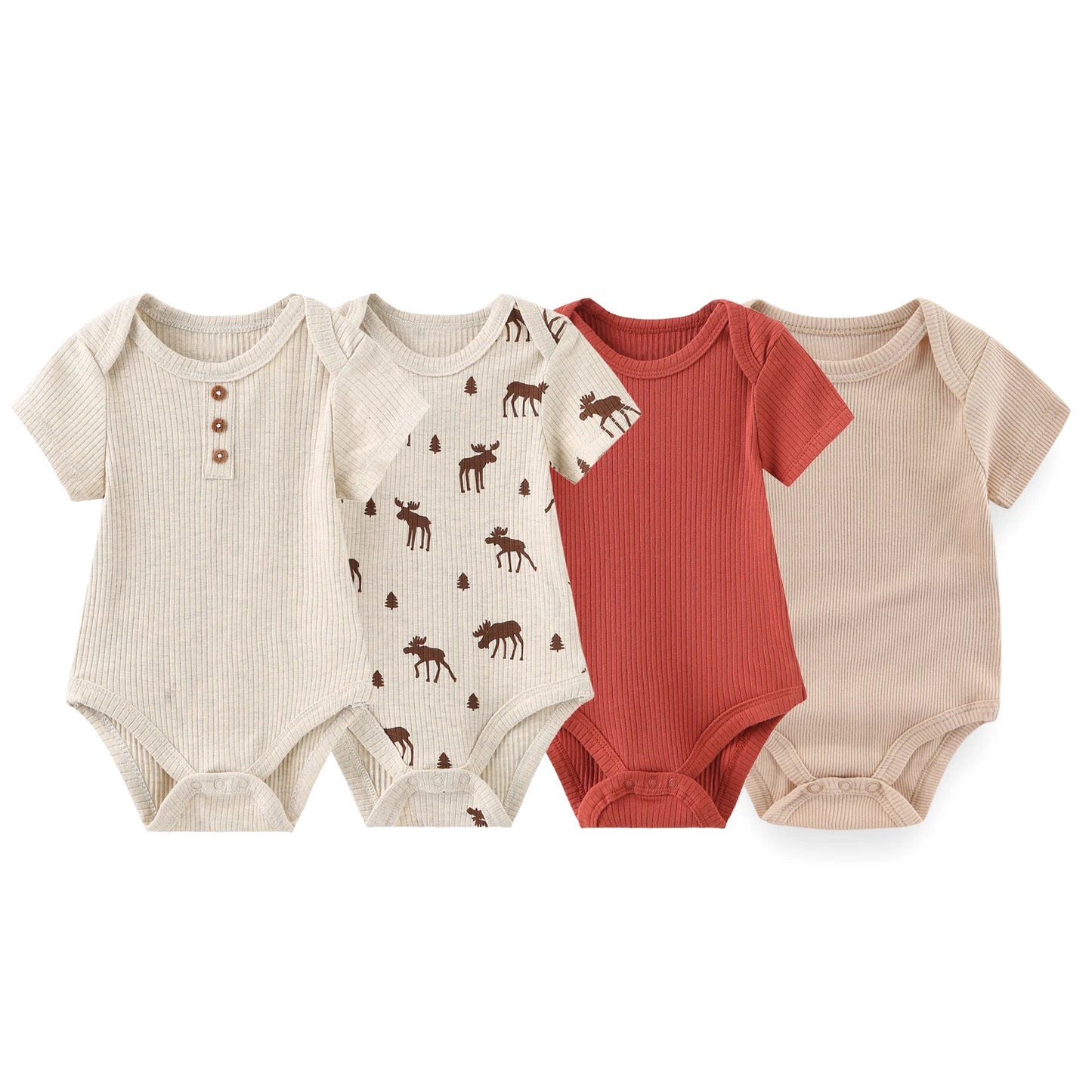 Kiddiezoom 4PCS/Lot Unisex Baby Boy Girl Bodysuits Short Sleeve Infant Onesies First Christmas Baby Clothes