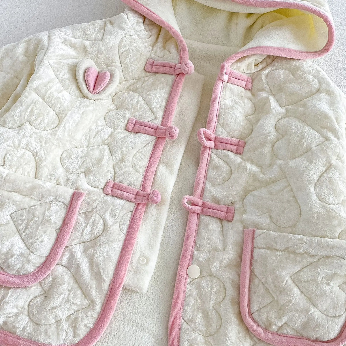 2026 New Winter Girls Heart Quilted Colorblock Coat | Fleece-Lined Hooded Padded Jacket | Cute Warm Outwear