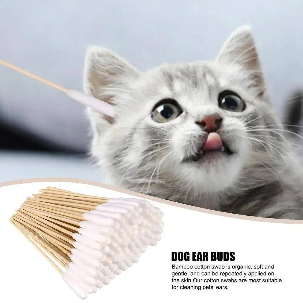100/300/500Pcs PetEar CottonBuds Animal Cotton Swab Sticks Cotton Buds For Cat Dog Ear Wax Removaltattooclean,Tattooaccessories
