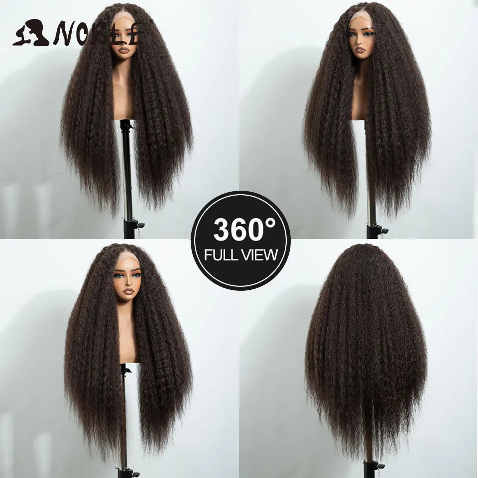 Noble 30 Inch Synthetic Lace Front Wigs For Women Curly Ash Blonde Highlight 13x4 Body Wave Silk Base Lace Wig Cosplay Daily Wig