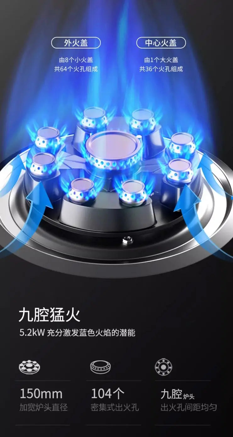 Single Gas Stove Household Fierce Flame Desktop Embedded for Natural Gas and LPG